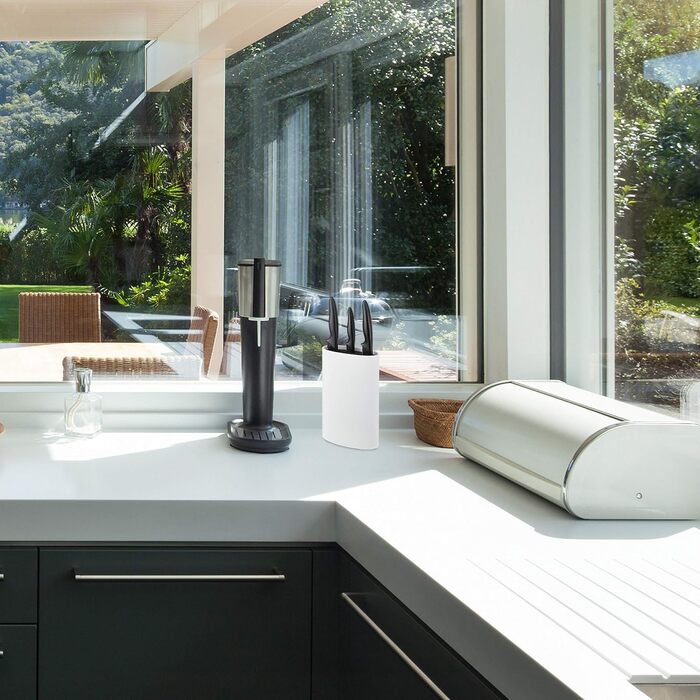 Ножовий блок овальний, відсік для ножів зі щетиною, 22 x 16,5 x 6,5 см, білий Relaxdays