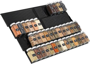 Органайзер для специй раздвижной пластиковый, 48,5 x 66 x 1,65 см, черный Lifewit