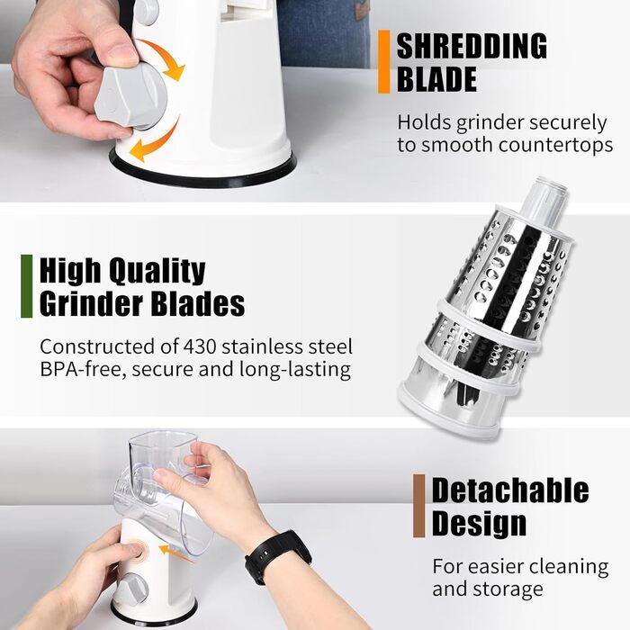 Терка для сыра роторная, белая RAIQEE