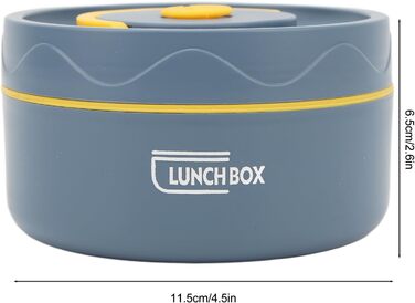 Термоконтейнер Tissting з ручкою, контейнер для гарячого обіду на 420 мл, коробка для обіду Bento, двошаровий портативний термоконтейнер круглої форми з нержавіючої сталі 304 (теплоізоляційна модель синій)