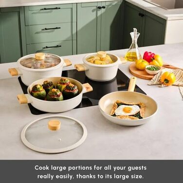 Набір каструль з антипригарним покриттям 7 предметів бежевий Swiss Crystal Karaca