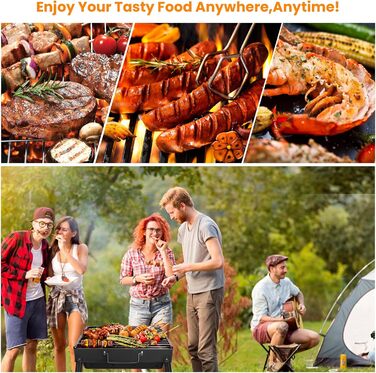 Портативний гриль для барбекю 52 x 29,5 x 22 см, чорний Uten