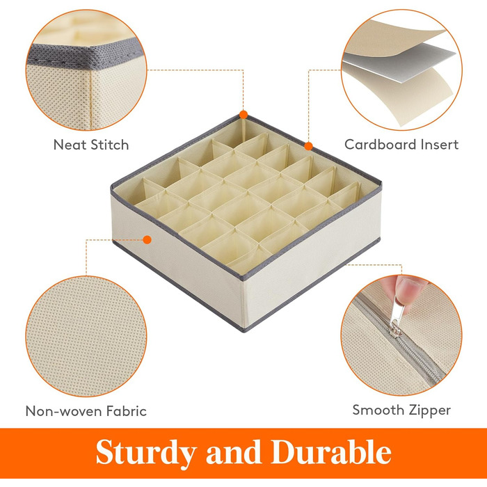 Набор из 4 органайзеров для носков и нижнего белья, хаки Lifewit