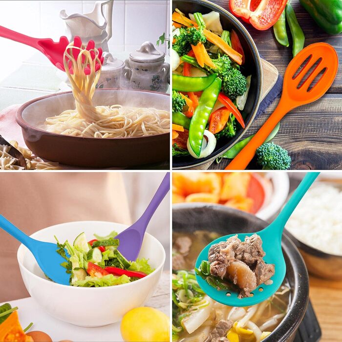 Набір кухонних гаджетів Herogo, набір силіконових столових приборів для приготування їжі з 8 предметів, антипригарний термостійкий набір кухонного посуду з силіконовою лопаткою/ложкою/перевертачем/ополоником - (барвистий)