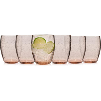 Набір склянок для пиття Singer Набір скляних склянок Porto з 6 предметів для 6 осіб, склянка для води, різнокольорова, унікальна нарізка, повсякденний, сімейна вечеря, офіс, набір склянок для соку на відкритому повітрі 310 мл (London Brown 6 шт.)