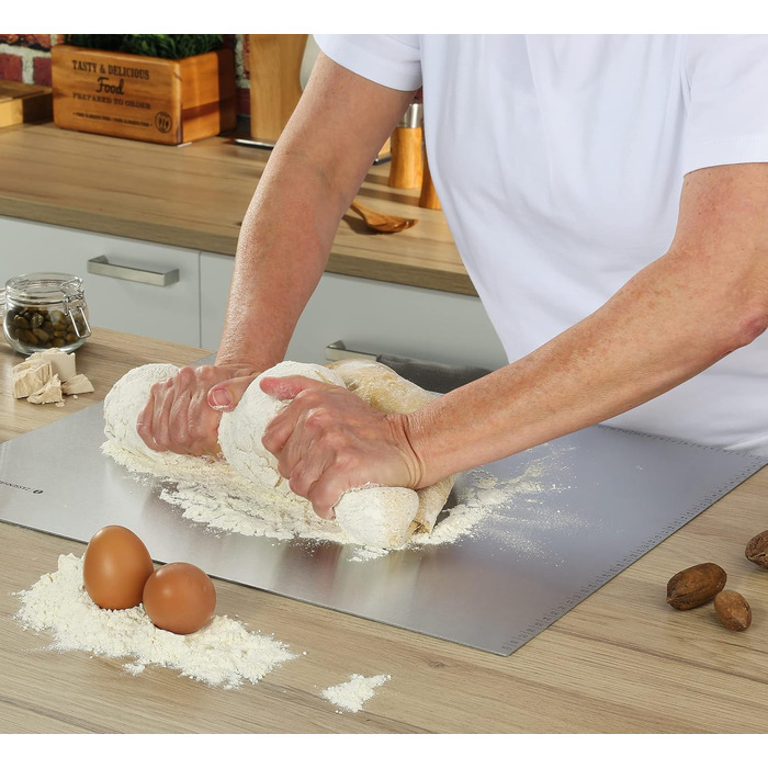 Кухонная столешница Zassenhaus 50 40 см Столешница из нержавеющей стали Масштабирование и Stop Edge для теста и мяса антибактериальный и гигиеничный Разделочная доска из нержавеющей стали, 064612