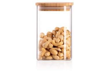 ARDESTO Midori Банка для хранения, 480 мл, стекло, бамбук, квадрат, прозрачный