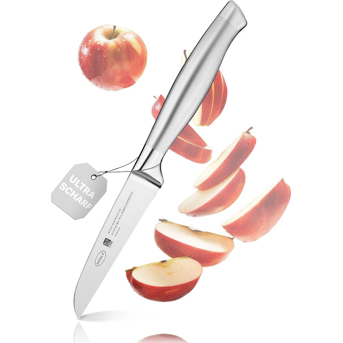 Високоякісний кухонний ніж 20 см для м&39яса, риби, птиці та овочів, нержавіюча сталь 18/10, ергономічна срібна ручка, гострий ніж для кухні (овочевий ніж)