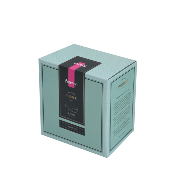 Набір з 2-х мисок Fissman 20 см FLOREE 1600 мл порцеляна (3658)