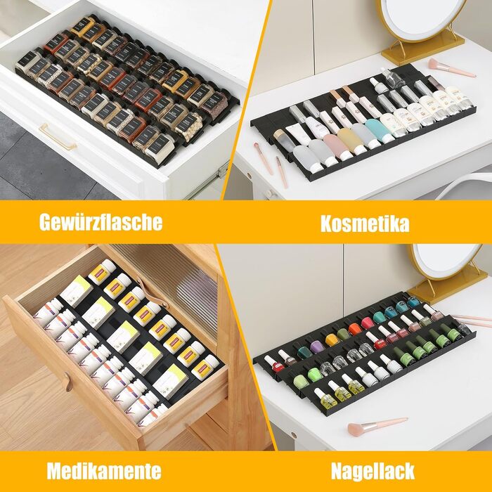 Органайзер для спецій пластиковий розсувний, 48 комірок, чорний Famhap