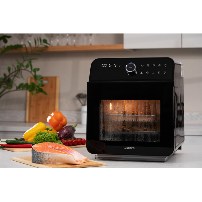 ARDESTO Мультипіч, 2250Вт, об'єм-15л, сенсорне керування, функція приготування на пару, 40-220°C, метал/пластик, біло-чорний