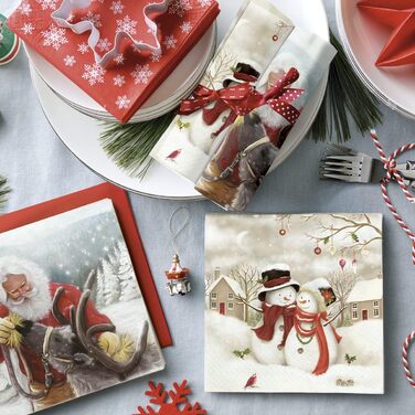 Серветки для різдвяного столу 3-шарові 20 шт. PAW Decor Collection