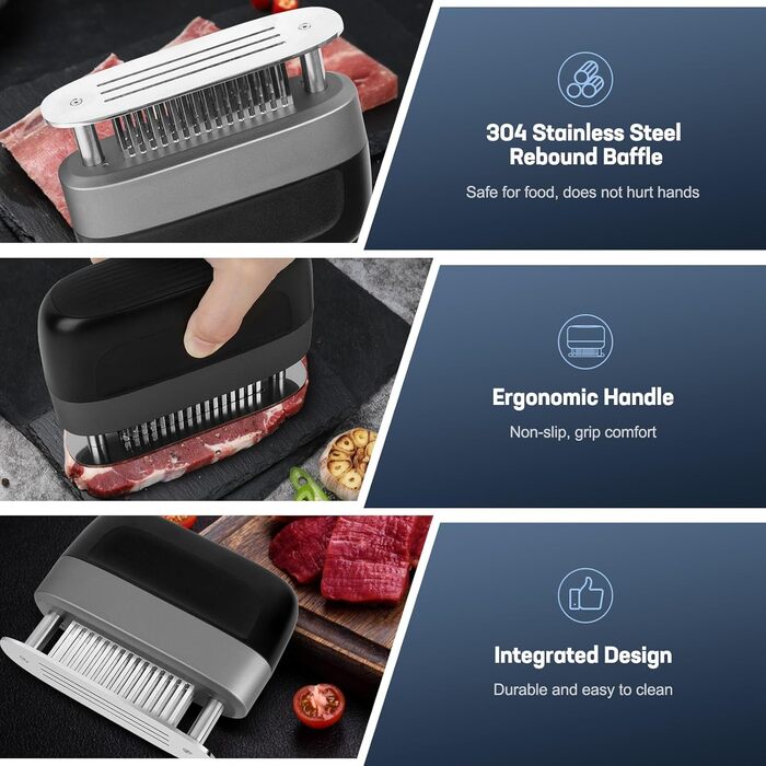 Пресс для мяса со 100 игольчатыми лезвиями из нержавеющей стали hogance