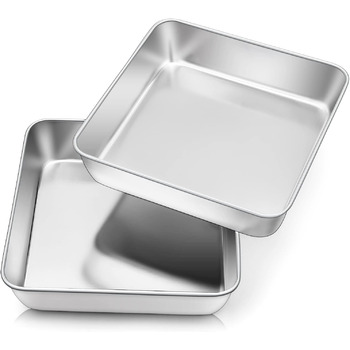 Набор форм для торта Herogo, 20,3 см, нержавеющая сталь, квадратная форма для выпечки, жарки, форма для торта брауни, набор форм для выпечки на свадьбу, здоровая и нетоксичная, можно мыть в посудомоечной машине, 20 см