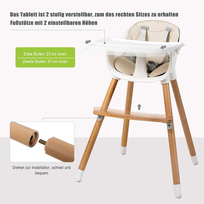 Дитячий стільчик для годування 2-в-1 від 6 місяців COSTWAY