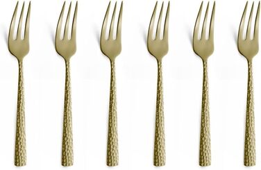 Набір столових приборів Amefa PVD Felicity, чорні столові прибори, столові прибори з 24 предметів чорні, для 6 осіб, нержавіюча сталь 18/0, сталь леза 13/0, ручка з молотком, з ножем, виделкою, ложкою та кавовою ложкою (виделки для торта, 6 шт. , шампансь