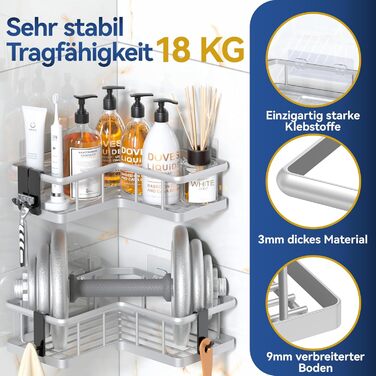 Набір кутових полиць для душу, 3 предмети, сріблястий YASONIC