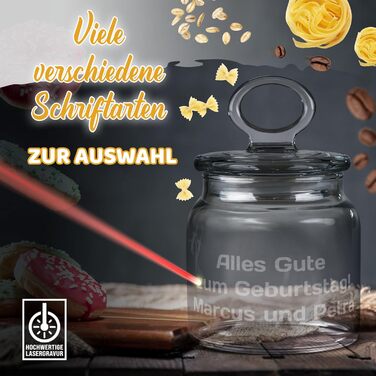 Скляна банка для печива з персоналізованим друком та гравіюванням  550 мл PR Print Royal