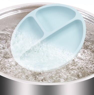 Набір дитячого посуду із силікону 9 предметів, сірий Hoidokly