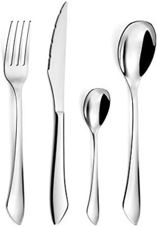 Набор столовых приборов на 4 персоны Столовые приборы с PVD-покрытием матовые в винтажном стиле Набор столовых приборов на 4 персоны нержавеющая сталь 18/0 матовый 4 шт. столовая вилка, столовый нож, столовая ложка и чайная ложка (нержавеющая сталь, 24 шт