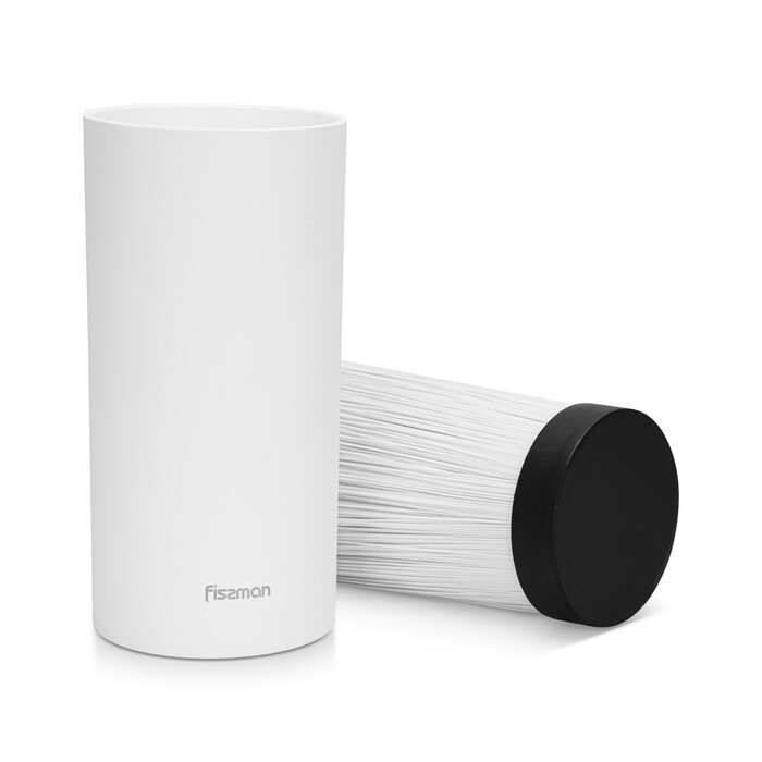 Підставка Fissman для кухонних ножів та ножиць 11x22 см кругла, колір БІЛИЙ пластик (12878)