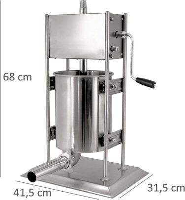 Професійна машина для наповнення ковбас Zelsius з нержавіючої сталі (3 літри, срібло) чотири різні труби для наповнення, наповнювач для ковбас, прес для ковбас, ковбасна машина з 2-швидкісним редуктором, вентиляційним клапаном і рукояткою