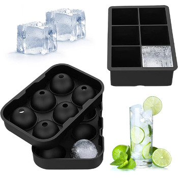 Силіконовий форма для кубиків льоду 2 шт з 6 відділеннями чорний OVBOVA