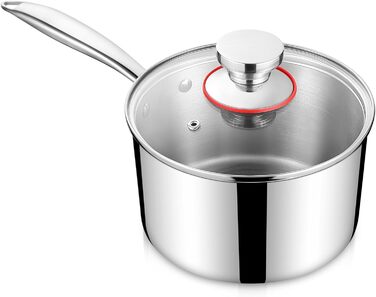 Сотейник 2,7 л з прозорою кришкою 18 см, нержавіюча сталь Homikit
