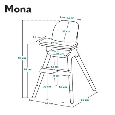 Дитячий стільчик для годування 4-в-1 від 6 місяців сірий Mona Lionelo