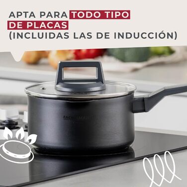 Сотейник 16 см со стеклянной крышкой, черный Statement Fackelmann