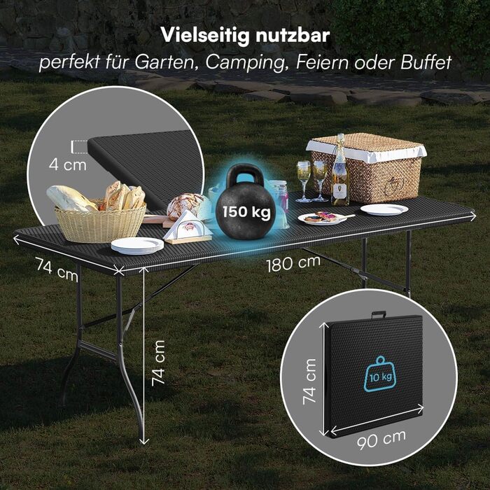 Складаний стіл для кемпінгу 180 х 74 см STEELSØN