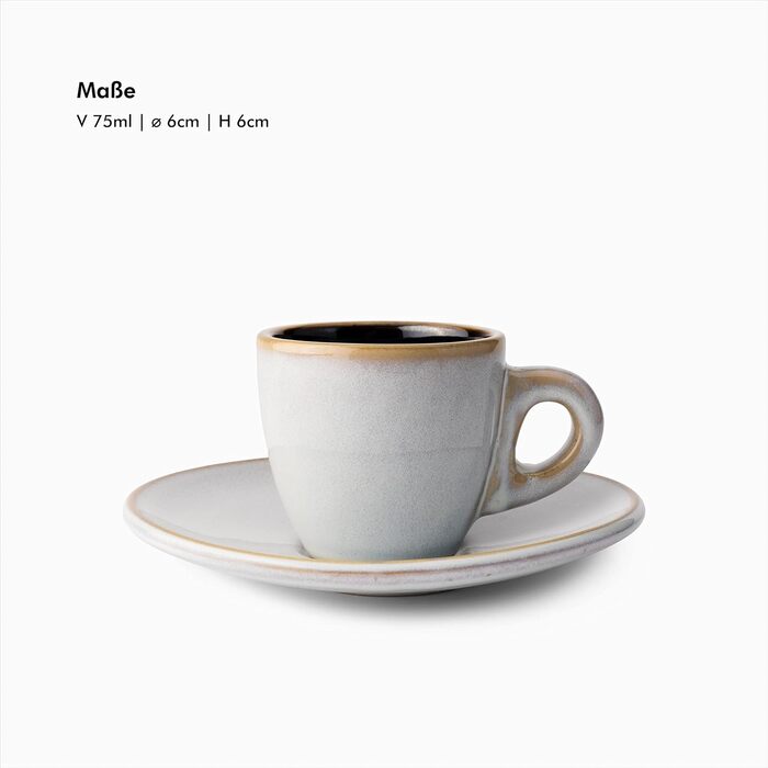 Чашки для эспрессо 75 мл с блюдцами, набор 4 предмета, темно-синие KIVY