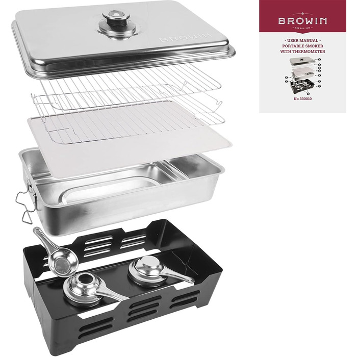 Коптильня настольная с термометром и щепой Browin