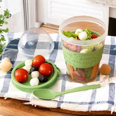 Стаканчик для пластівців TYA I з кришкою, набір з 4 стаканчиків для йогурту об&39ємом 600 мл з ложкою для сніданку, 100 БЕЗ BPA, контейнер для фруктів для вівсянки на ніч, міні-миска для пластівців, коробка для приготування їжі