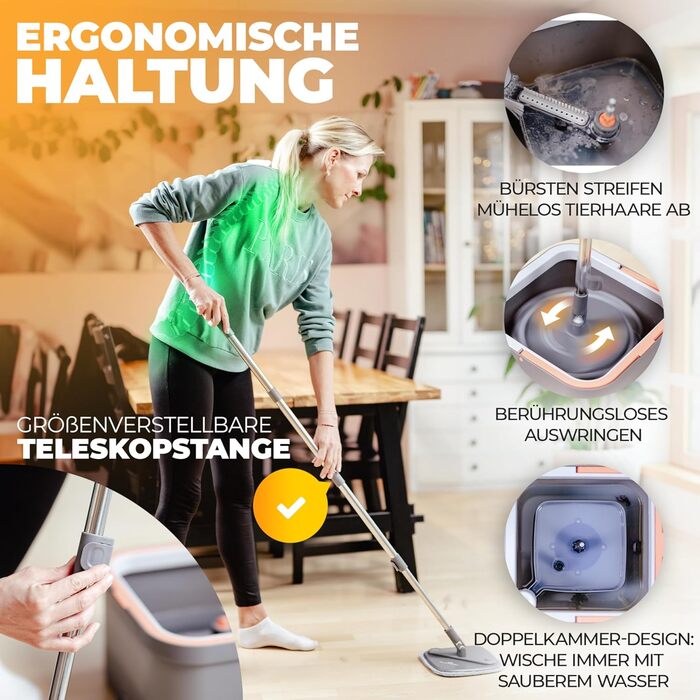 Набір швабри з відром 160 см сірий ALANBERG