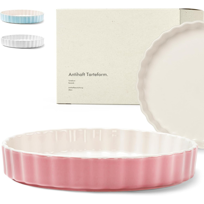Форма для выпечки керамическая круглая 28 см, розовая KIVY