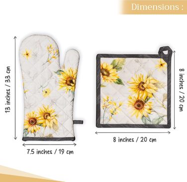 Рукавички для духовки Maison d&39 Hermine, Прихватки для каструль, 100 бавовна, термостійкі кухонні рукавички, рукавички для духовки (19 x 33 см) та прихватки для каструль (20 x 20 см) для приготування їжі, Morzine - Рукавички для духовки (19 x 33 см) та 