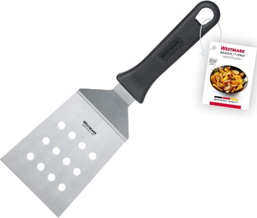 Набір Westmark, 2 шт. 2 професійні токарі/лопатки для гриля (кутові, жорсткі) з перфорованим та закритим лезом, нержавіюча сталь/пластик, Master Line, чорний/сріблястий, 134422E6, 29 см (перфоровані)
