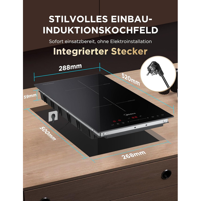 Індукційна варильна поверхня на 2 конфорки 3500 Вт Midea