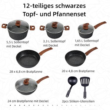 Набор посуды с антипригарным покрытием, 12 предметов DishDelight