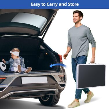 Складаний кемпінговий стіл з 2 рівнями висоти 90 х 60 см чорний Sportneer