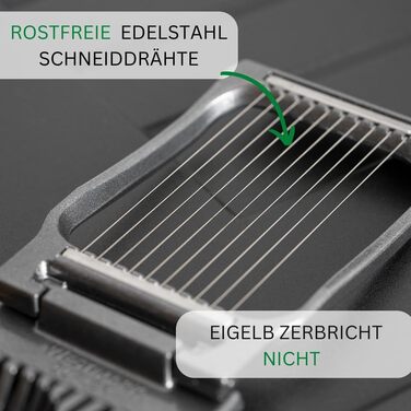 Дровокол для яєць Westmark Duplex Special Dark Edition, індивідуально затиснуті ріжучі дроти з нержавіючої сталі, високоякісне спеціальне покриття, алюміній, антрацит, 1020226Z