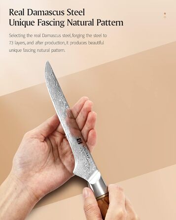 Ніж обвалочний 14,9 см, дамаська сталь XINZUO