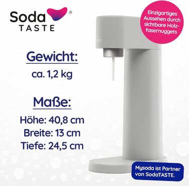 Набір для газування води, 4 предмети, класик + лайм, сірий Mysoda Woody SodaTASTE