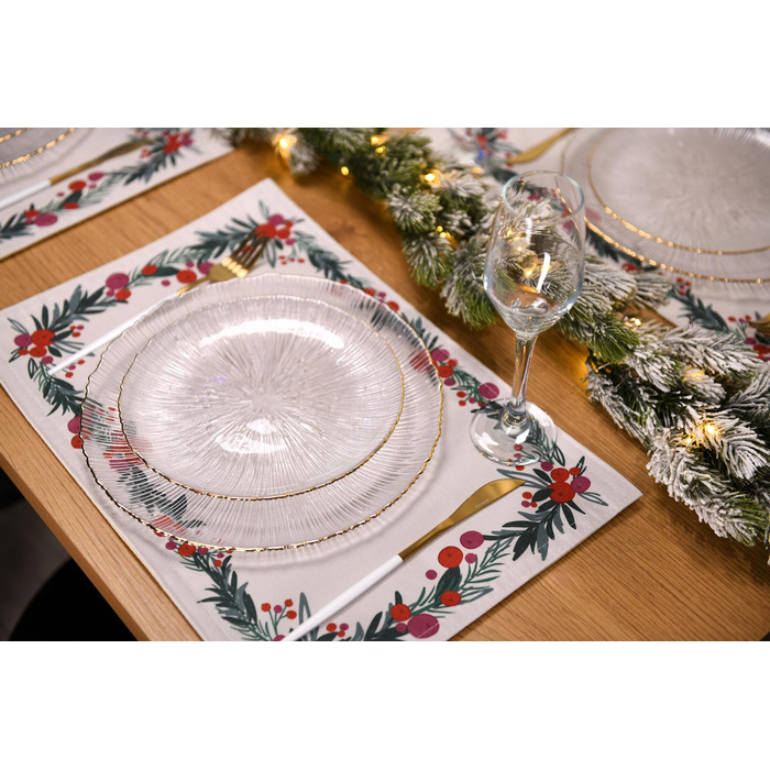 ARDESTO Серветка сервірувальна Happy Holidays 30х45см, 90% поліестер, 10% бавовна, білий віночок