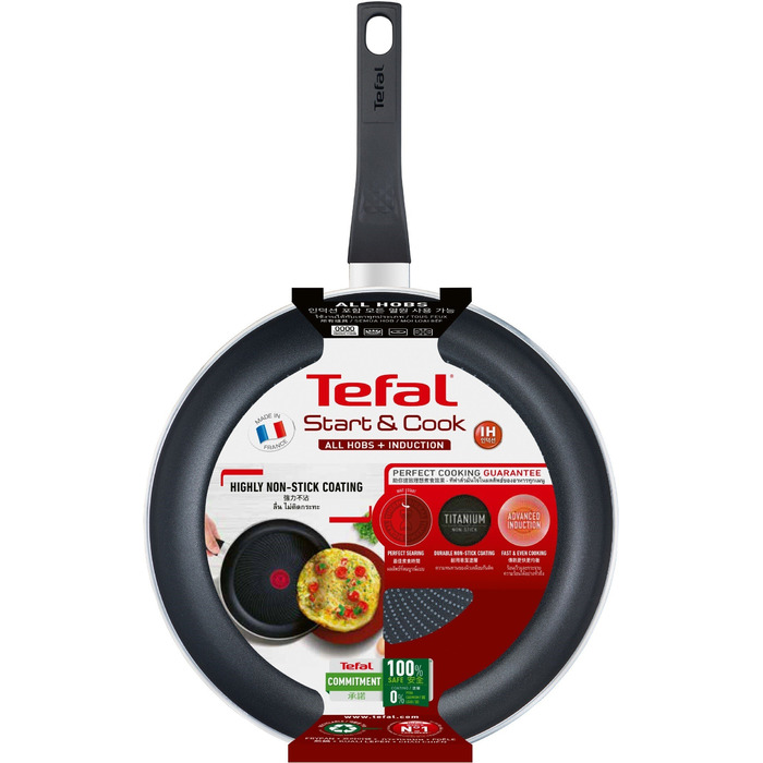 Tefal Сковорода Start&Cook, 26см, алюминий, черный