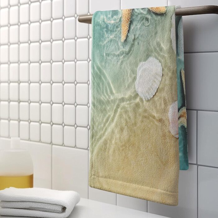 Різдвяні кухонні рушники Kwlegh, рушник для рук, різдвяна ялинка, цукерка-тростина, сніжинка, рушник для пальців, набір з 2 шт. , милий чоловічий рушник для ванни, високопоглинаючі рушники, 36 x (мушлі морських зірок)