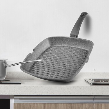 Квадратна сковорідка-гриль Fissman GREY STONE 28x4,3 см (4978)