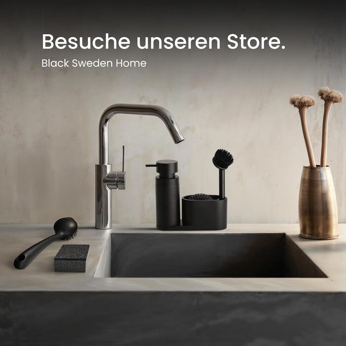 Щітка для миття посуду з міцною щетиною 2 шт. чорний Black Sweden Home