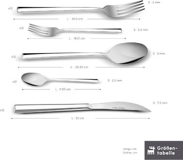 Набор столовых приборов из 60 предметов, на 12 человек, набор столовых приборов из нержавеющей стали 18/10, можно мыть в посудомоечной машине, идеально подходит для повседневного использования